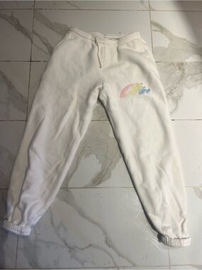 Cherry LA Cream Joggers with Pastel Rainbow Logo